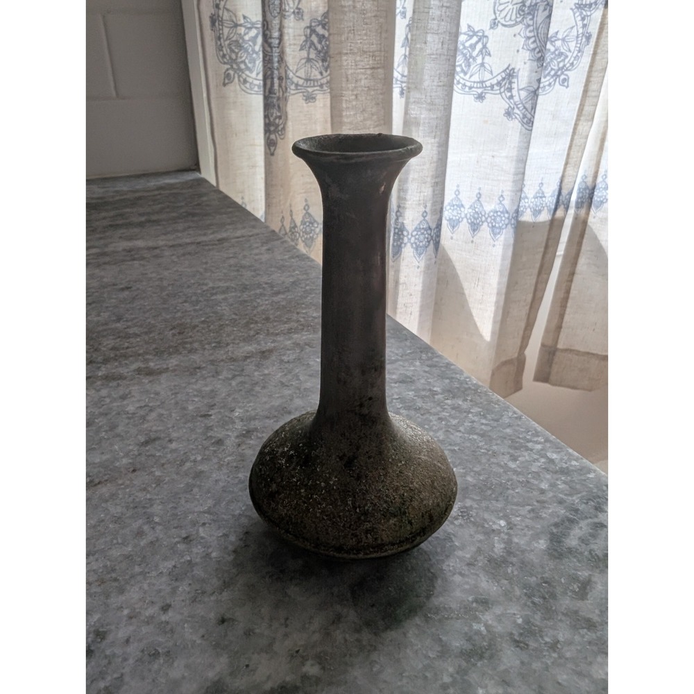 Vtg Primitive Metal Single Vase with Patina,‎ 4in - Picture 3 of 8